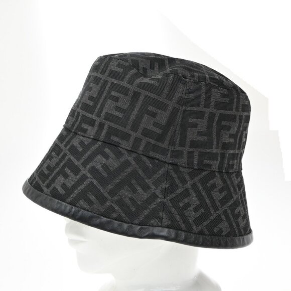 FENDI Logo Zucca Pattern Bucket Hat Size S Cotton Polyester Black 82RP009 main image 6